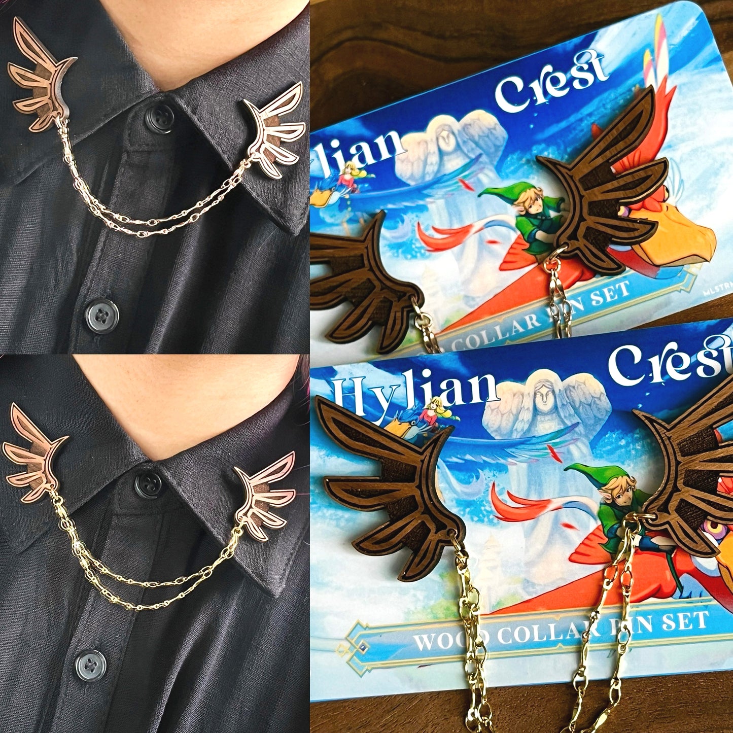 Hylian Crest Collar Pins